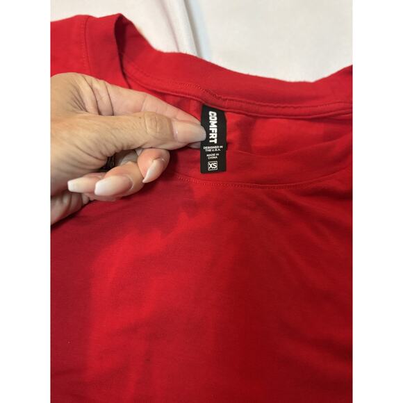 Comfort 2-Piece Lounge Set – Red – Top XS + Shorts S – Soft Cotton Matching Set - Picture 6 of 6